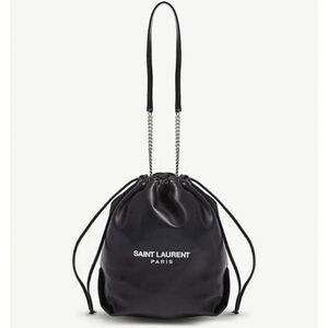 Saint Laurent Black Leather Teddy Bucket Bag